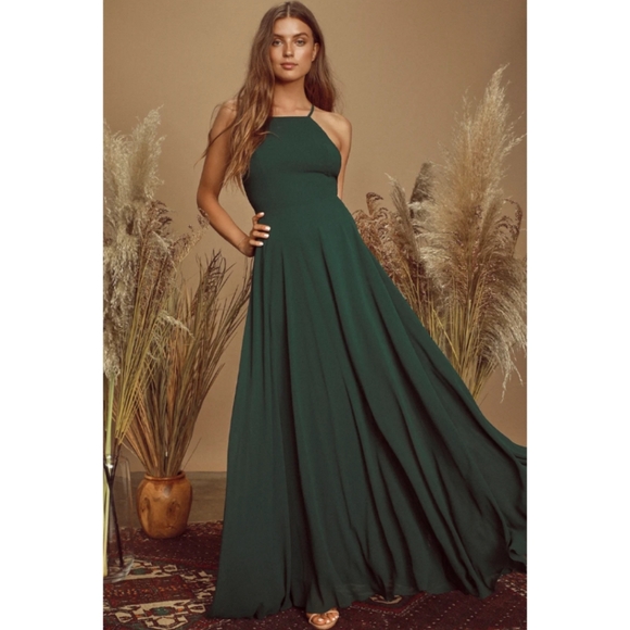 Lulu's 🌿 'Mythical Kind Of Love' Dark Green Maxi - Picture 1 of 8